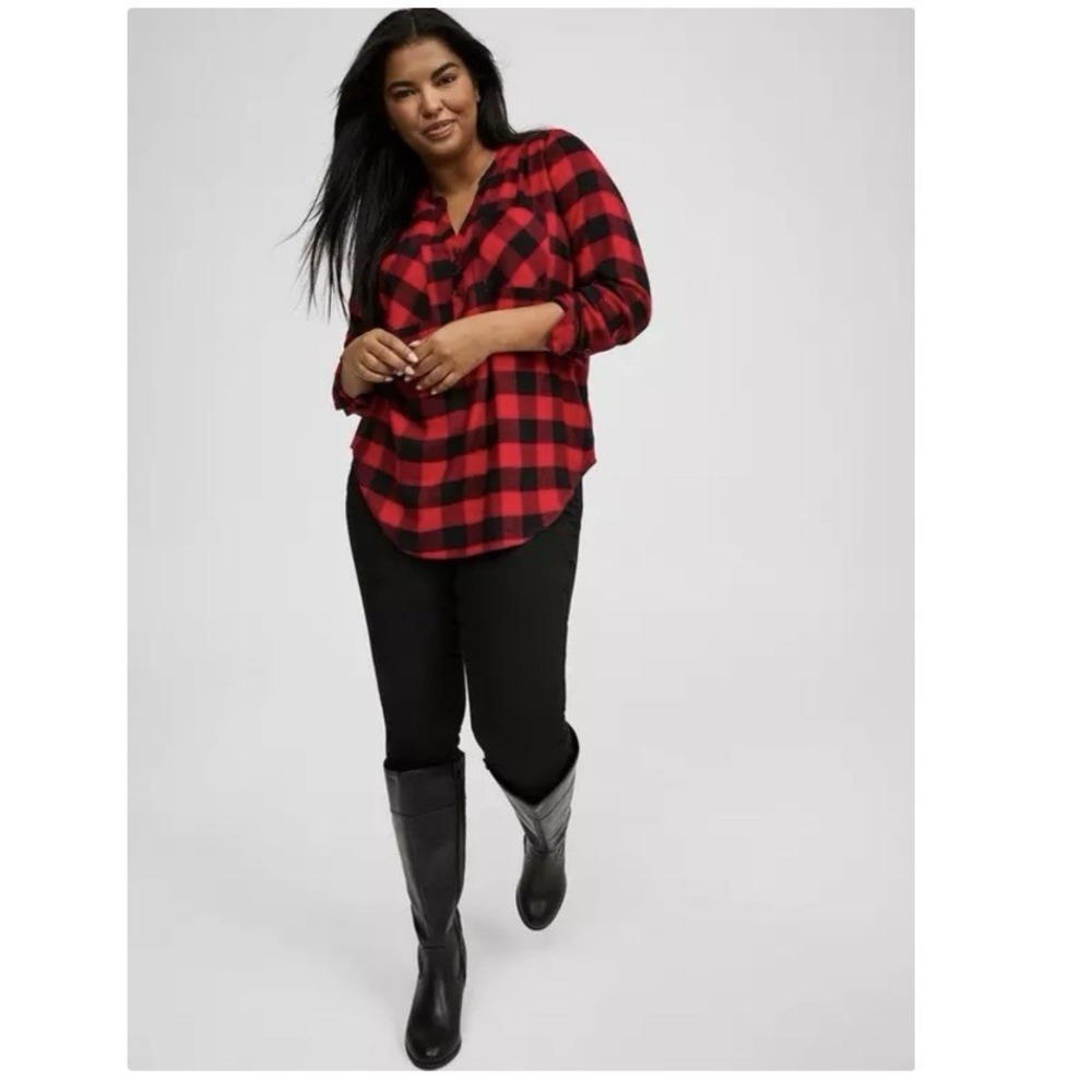 NWT Torrid Harper Buffalo Plaid Soft Flannel Pullover Tunic Shirt Size 1X - Picture 4 of 12